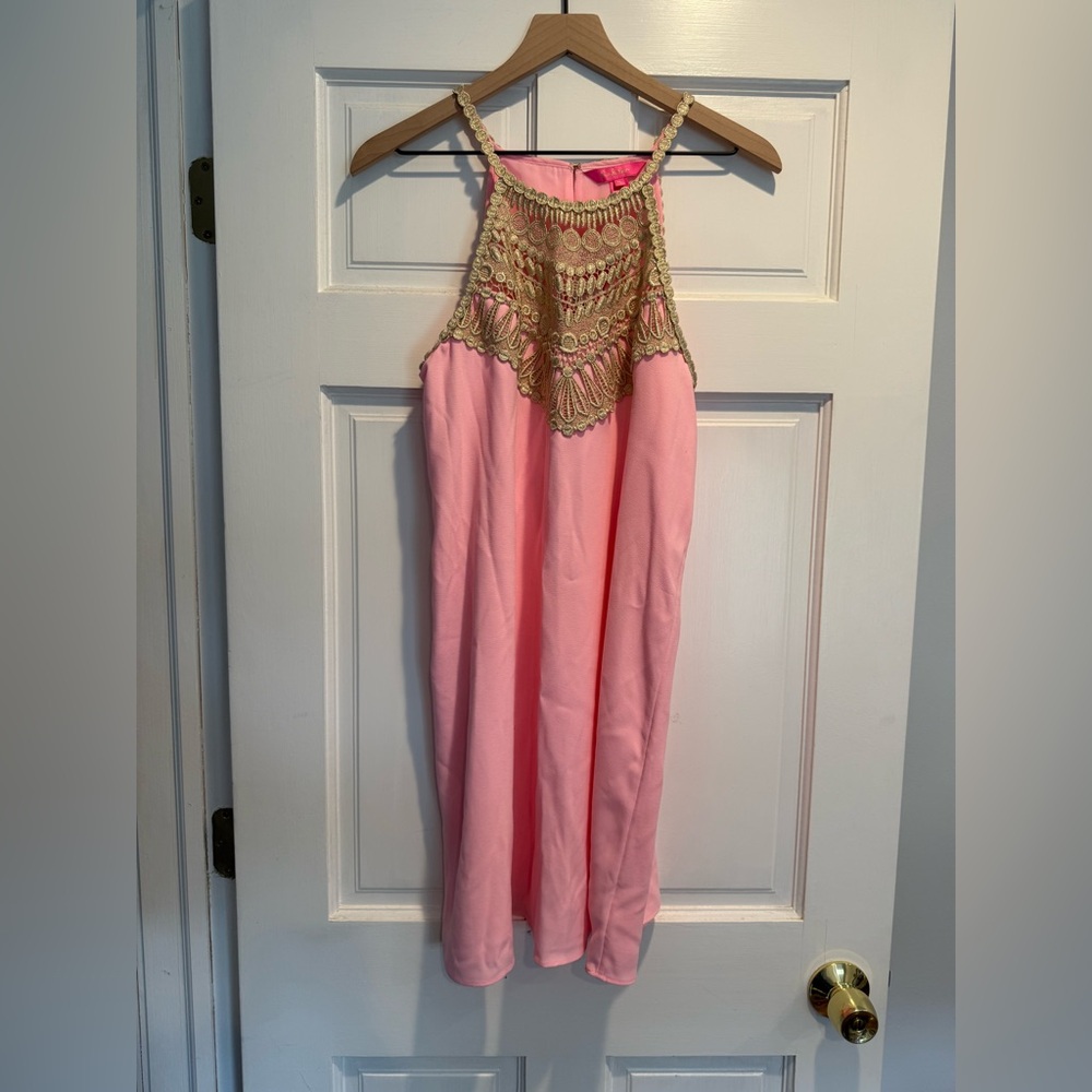 Lilly Pulitzer Pink Embellished Halter Sundress for Weddings